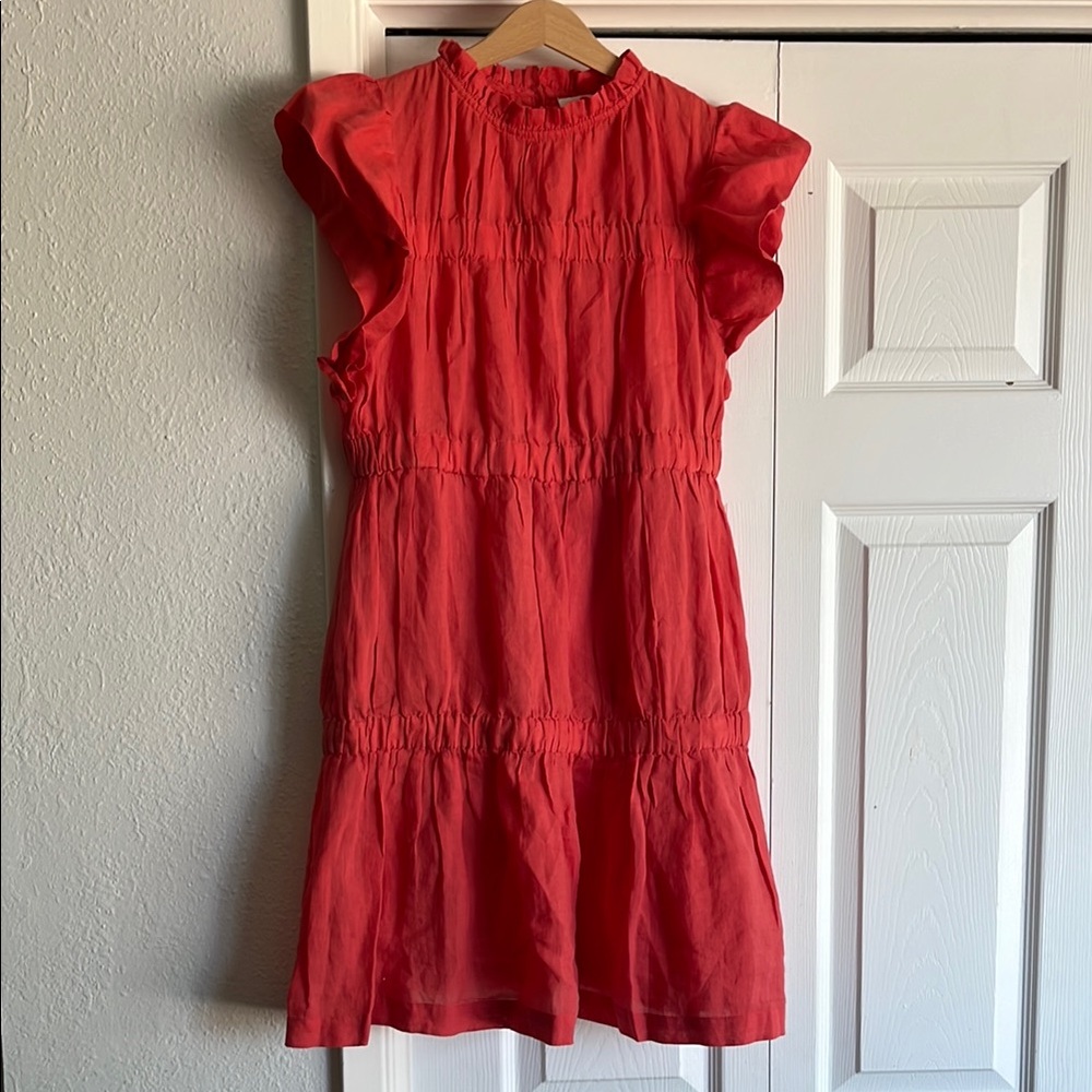 Sea New York girls lightweight ramie vibrant ruffle dress